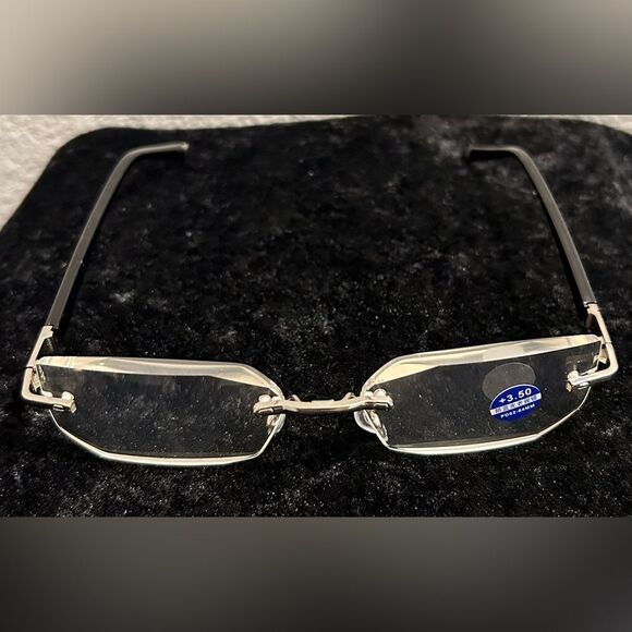 Brand New Rimless Reading Glasses +3.50 with Gold Tip Handles - Picture 1 of 4